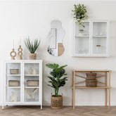 Vitrina suspendata alba din otel si sticla 80x18x80 cm Brisbane House Nordic